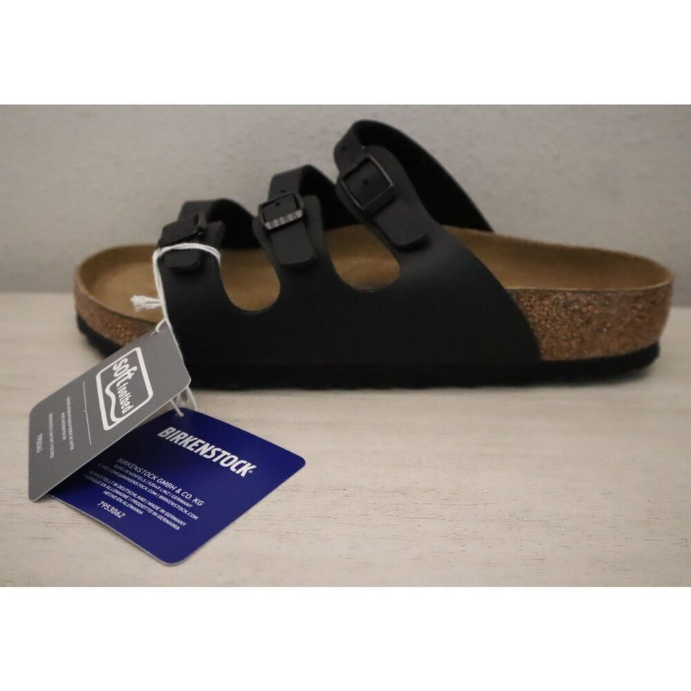 Birkenstock 0053011 WMN 39 US 8 Black Florida Soft Footbed Birko-Flor Sandal - Picture 5 of 14